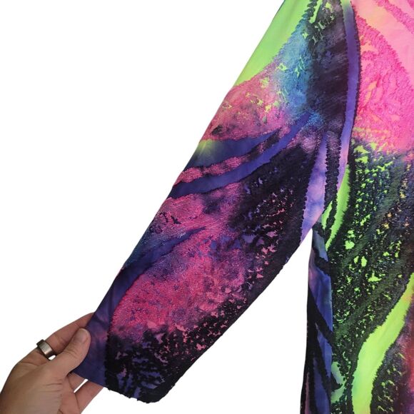 Creation Mixed Media Neon Tunic Top Women's Size Small Colorful Artsy Boho - Picture 5 of 12
